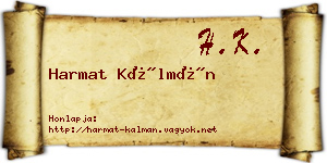 Harmat Kálmán névjegykártya
