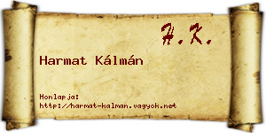 Harmat Kálmán névjegykártya